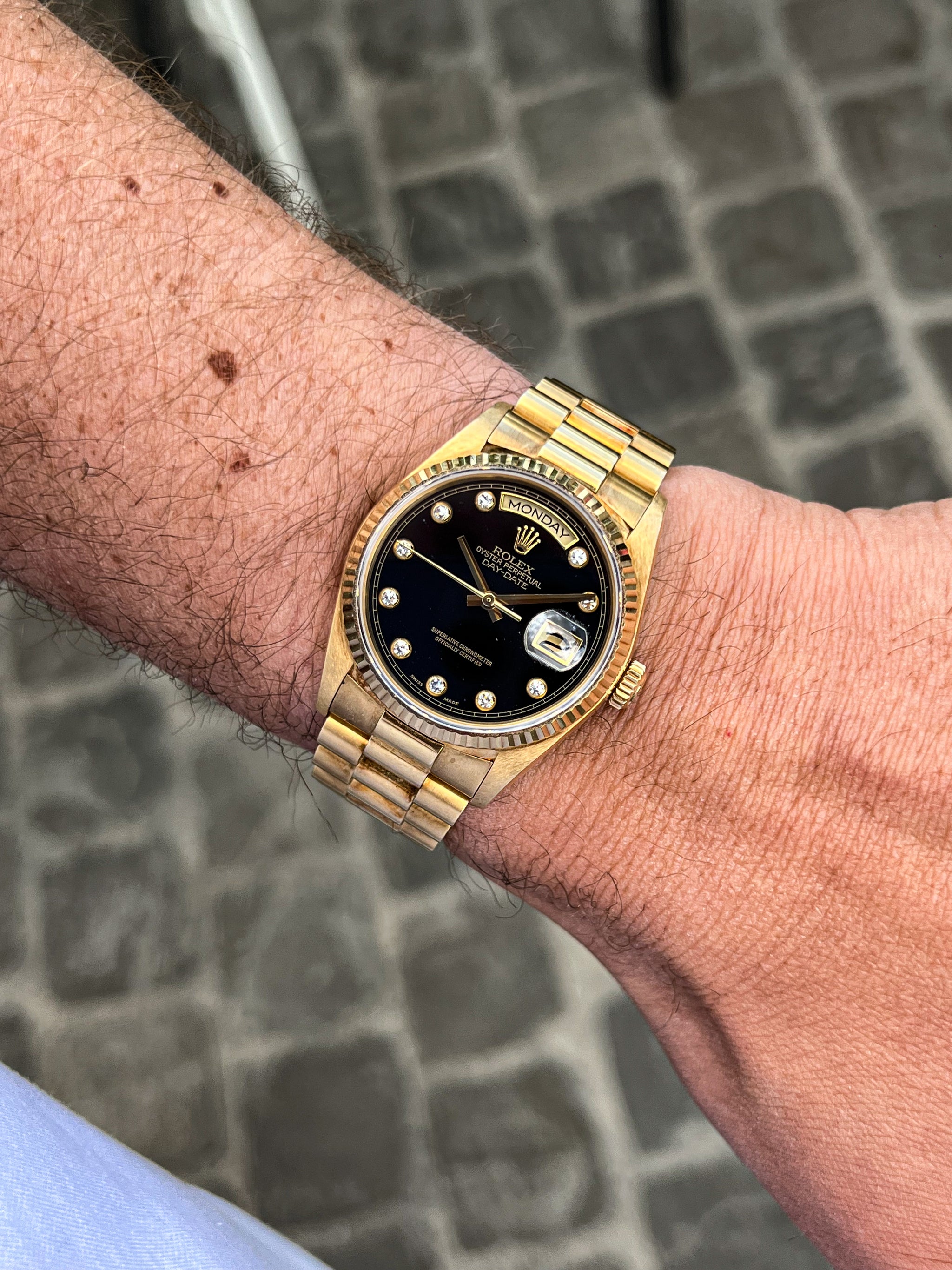 Rolex Day-Date 18038 'Onyx Pinball' – Artisan Horology